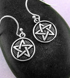 Power of Five Pentacle Drop Earrings With Rays