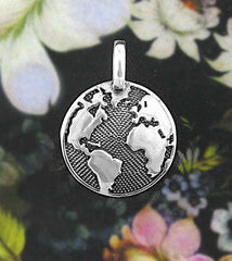 Planet Earth Gaia World Map Round Oxidized Pendant | Woot & Hammy