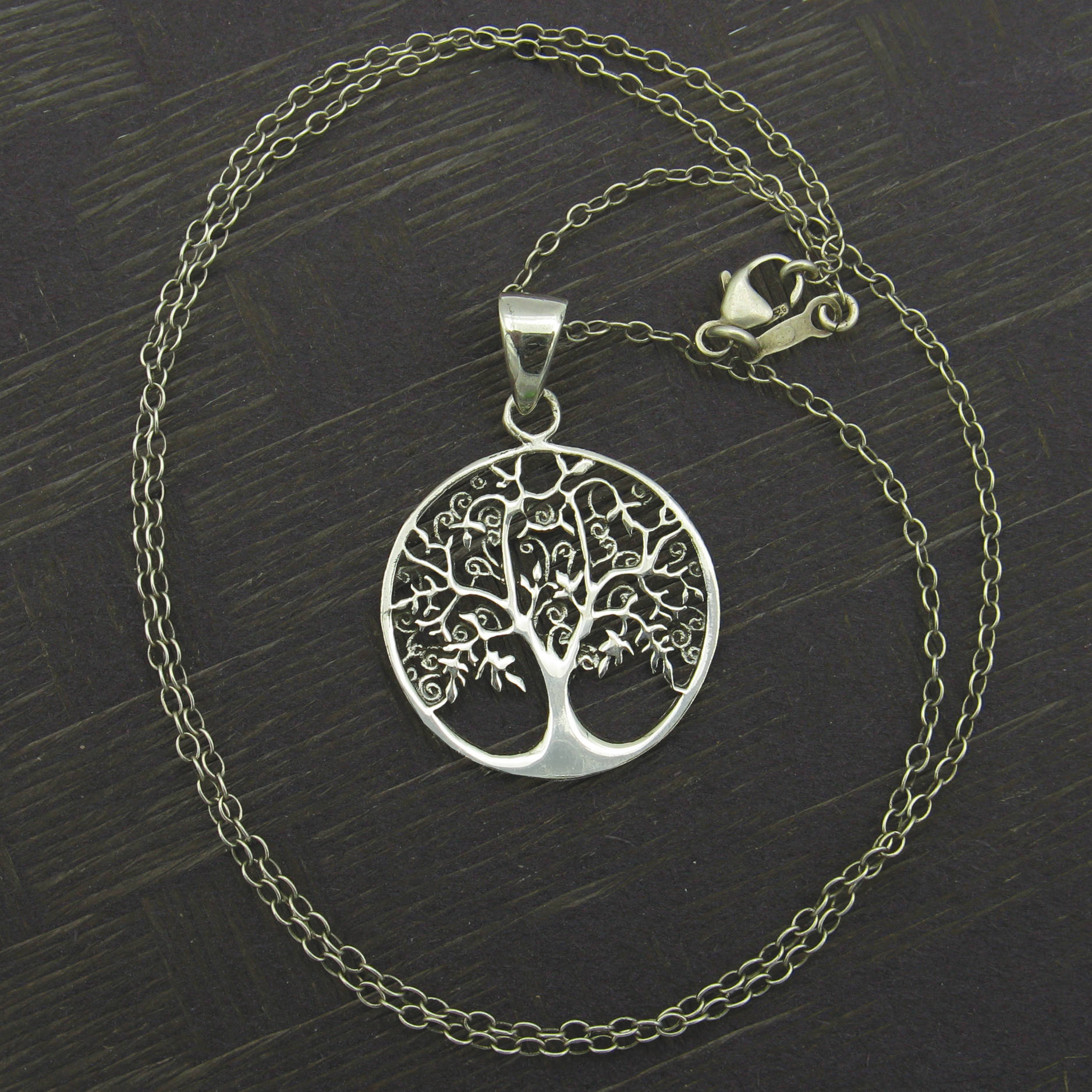 Round Cut-Out Tree of Life Pendant with Three-Dimensional Relief Sterling Silver Family Friends Hope New Beginnings Rebirth Renewal Interconnectedness Life Cycles Nature Seasons | Woot & Hammy