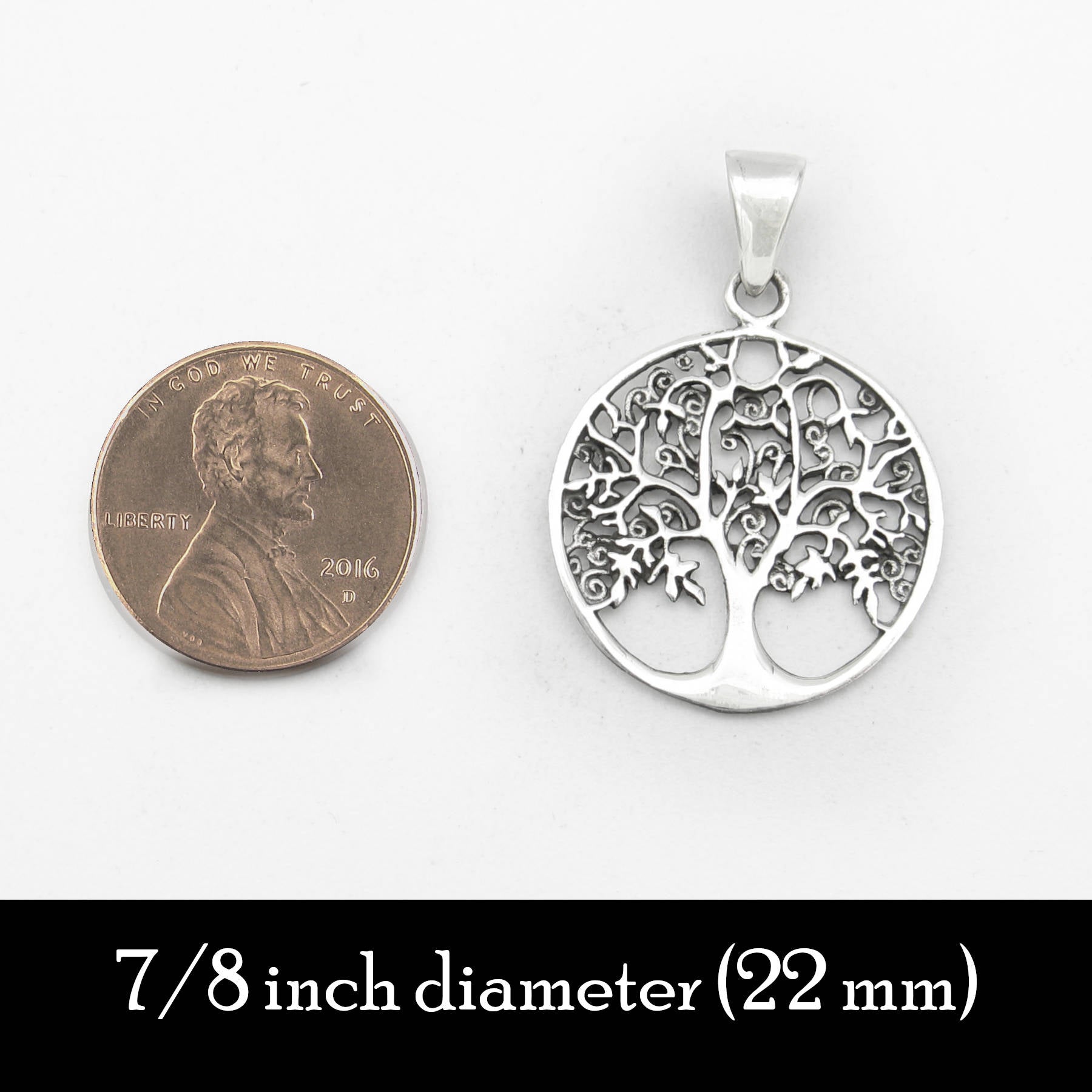 Round Cut-Out Tree of Life Pendant with Three-Dimensional Relief Sterling Silver Family Friends Hope New Beginnings Rebirth Renewal Interconnectedness Life Cycles Nature Seasons | Woot & Hammy