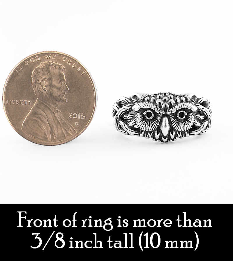 Large Rustic Owl Sterling Silver Ring Wisdom Animal Spirit Night Bird Totem | Woot & Hammy