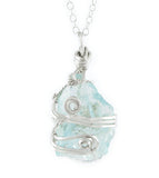 silver wire wrapped aquamarine pendant