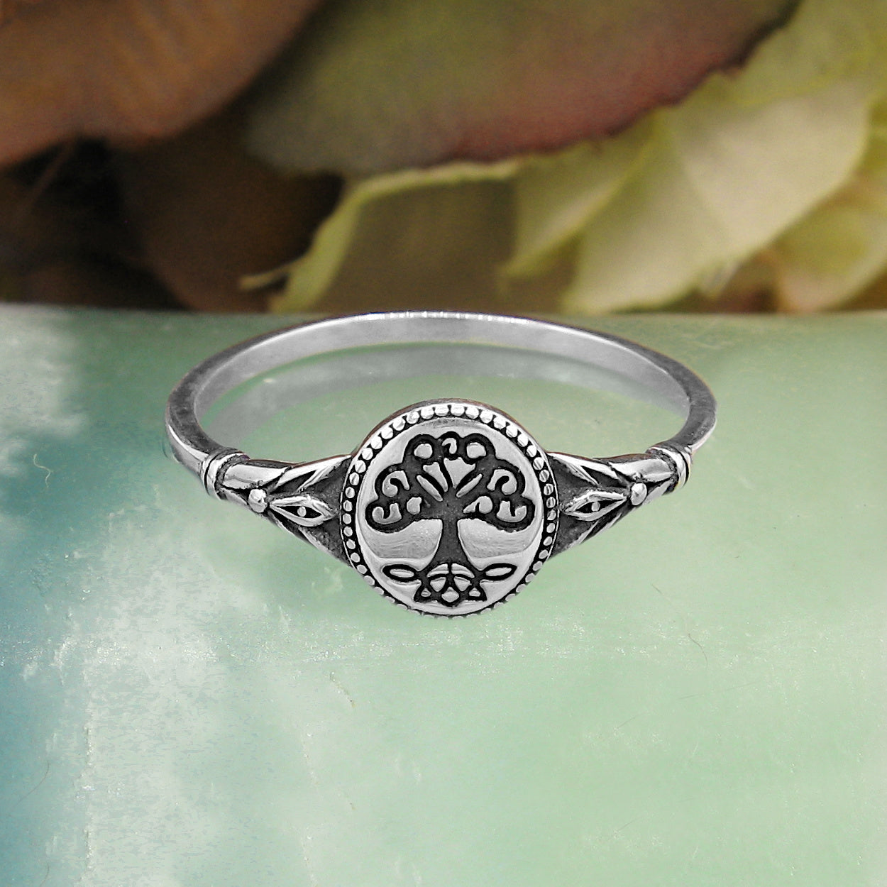 Celtic Tree of Life Oval Signet Ring Sterling Silver Family Friends Hope New Beginnings Rebirth Renewal Interconnectedness Life Cycles Nature Seasons | Woot & Hammy