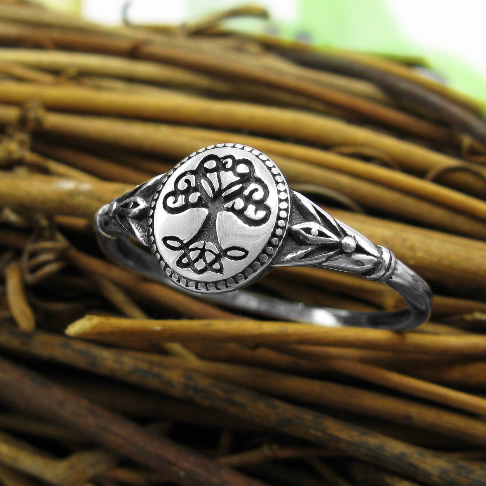 Celtic Tree of Life Oval Signet Ring Sterling Silver Family Friends Hope New Beginnings Rebirth Renewal Interconnectedness Life Cycles Nature Seasons | Woot & Hammy