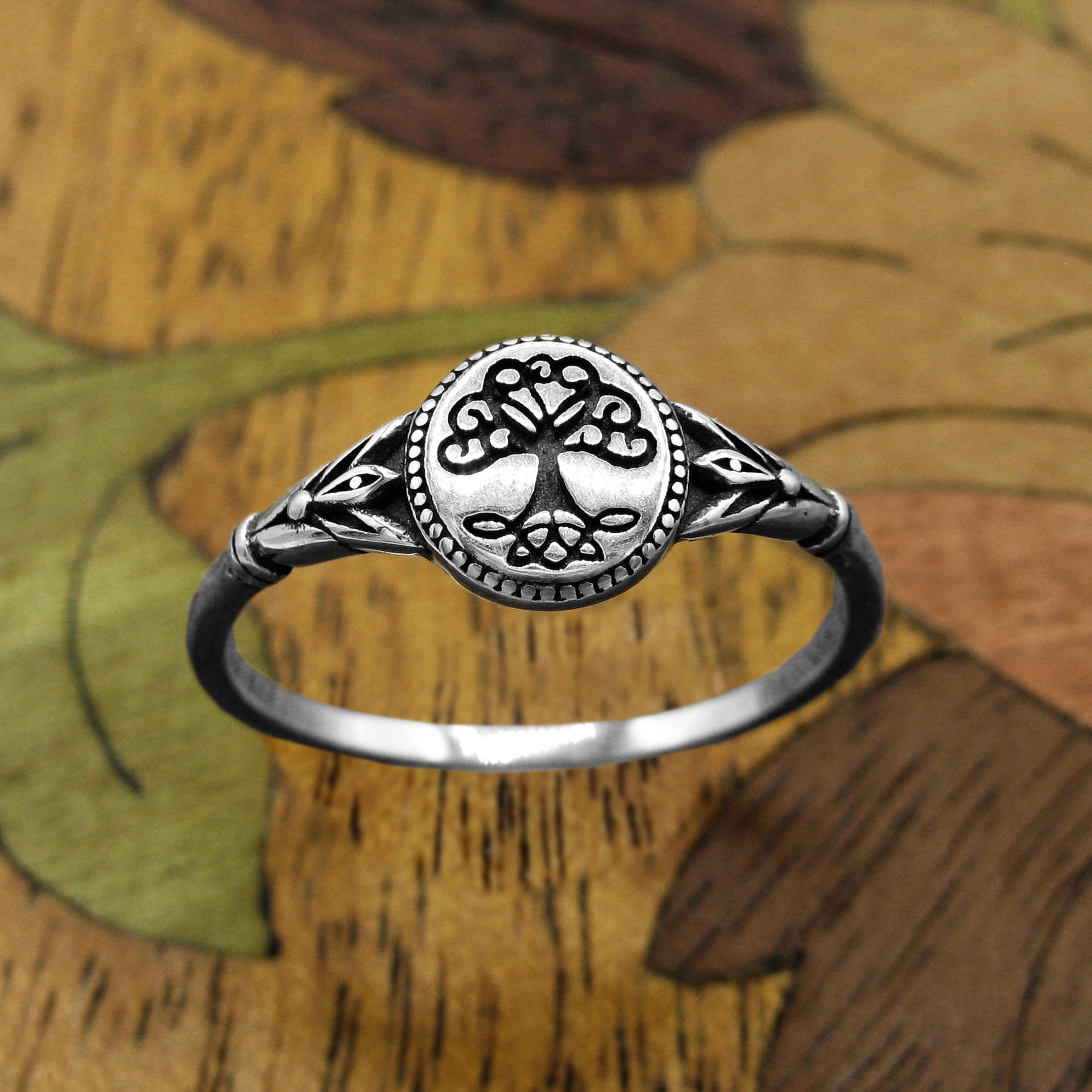 Celtic Tree of Life Oval Signet Ring Sterling Silver Family Friends Hope New Beginnings Rebirth Renewal Interconnectedness Life Cycles Nature Seasons | Woot & Hammy