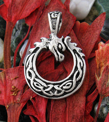 Small Coiled Dragon With Celtic Knots Triskele Circular Pendant | Woot & Hammy