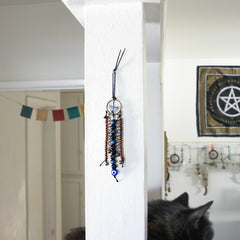 Protective Wall Hanging Evil Eye Upturned Crescent Moon Iridescent Glass Beads Chains Sleigh Bells - Handmade | Woot & Hammy