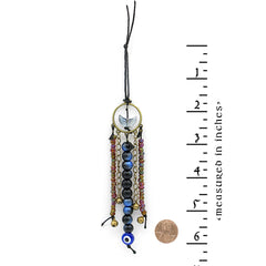 Protective Wall Hanging Evil Eye Upturned Crescent Moon Iridescent Glass Beads Chains Sleigh Bells - Handmade | Woot & Hammy