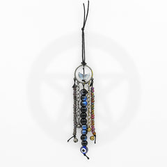 Protective Wall Hanging Evil Eye Upturned Crescent Moon Iridescent Glass Beads Chains Sleigh Bells - Handmade | Woot & Hammy