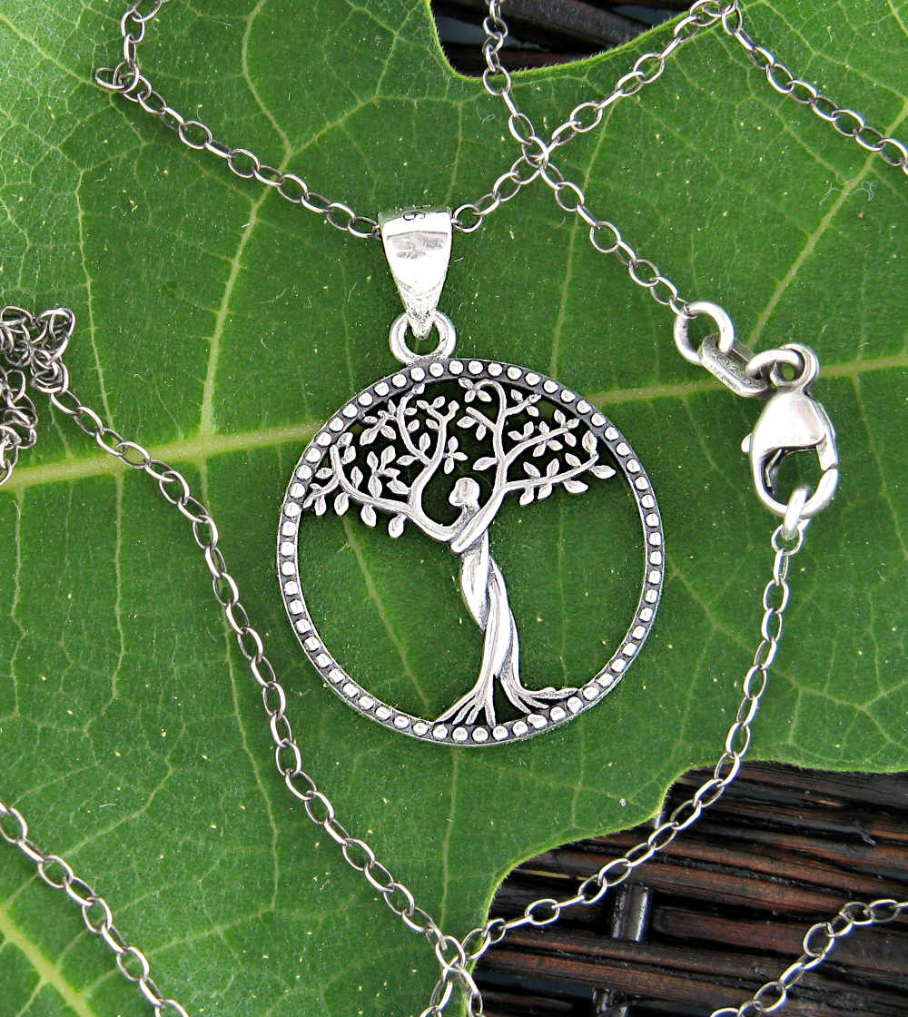 Statuesque Tree of Life Cut-Out Round Oxidized Pendant Family Nature | Woot & Hammy