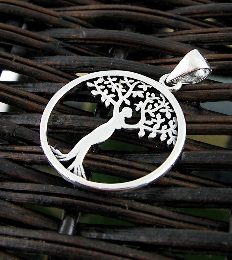 Statuesque Tree of Life Cut-Out Round Oxidized Pendant Family Nature | Woot & Hammy