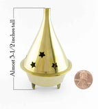 Tall Brass Cone Incense Burner With Cut-Out Stars | Woot & Hammy