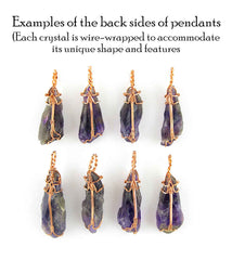 Raw Amethyst Crystal Pendant Necklace w/ Teardrop Knot, Copper Wire-Wrapped, w/ 20" Chain, Handmade