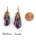 Raw Amethyst Crystal Pendant w/ Teardrop Knot Dark Purple Copper Wire-Wrapped Handmade - Includes 20" Chain | Woot & Hammy