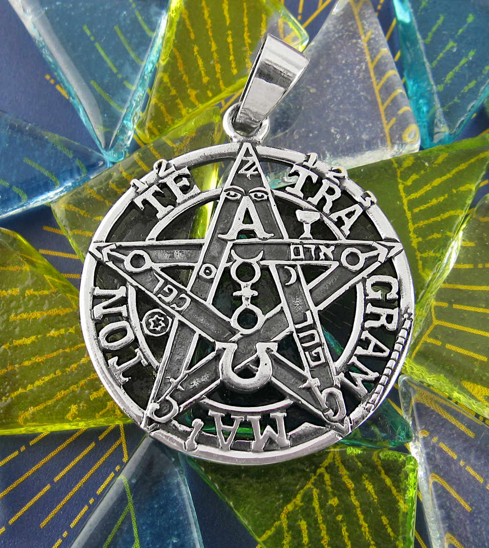 Tetragrammaton Pentagram Hebrew Yahweh HaShem Symbol Cut-Out Oxidized Pendant | Woot & Hammy