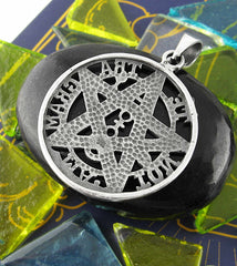 Tetragrammaton Pentagram Hebrew Yahweh HaShem Symbol Cut-Out Oxidized Pendant | Woot & Hammy