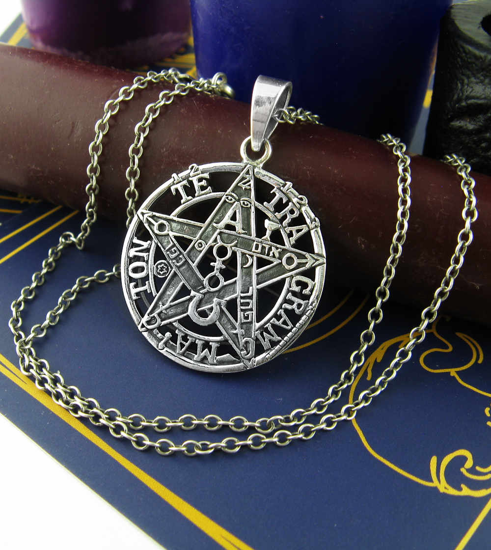 Tetragrammaton Pentagram Hebrew Yahweh HaShem Symbol Cut-Out Oxidized Pendant | Woot & Hammy