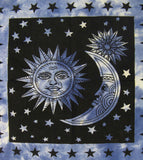 Blue Tie-Dye Sun & Moon Cotton Tote Bag | Woot & Hammy