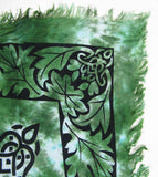 Large 33 x 36 Inch Square Tie-Dyed Celtic Altar Cloth With Greenman And Leaf Border | Woot & Hammy