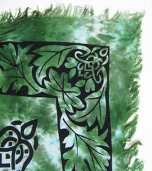 Large 33 x 36 Inch Square Tie-Dyed Celtic Altar Cloth With Greenman And Leaf Border | Woot & Hammy