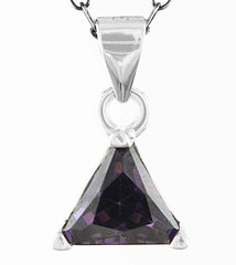 Tiny Faceted Amethyst CZ Triangle in Silver Setting Pendant Charm | Woot & Hammy