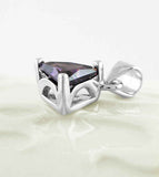 Tiny Faceted Amethyst CZ Triangle in Silver Setting Pendant Charm | Woot & Hammy