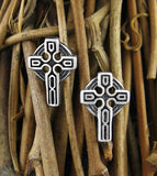 Small Traditional Celtic Cross With Nimbus Halo Oxidized Post Earrings | Woot & Hammy