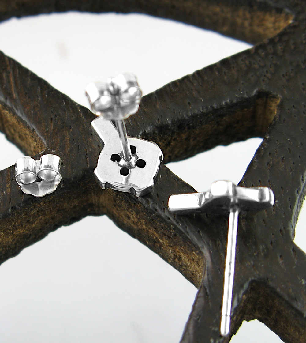 Small Traditional Celtic Cross With Nimbus Halo Oxidized Post Earrings | Woot & Hammy