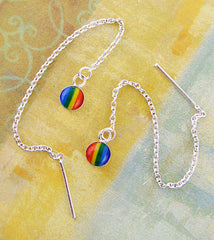 Small Multi-Colored Rainbow 'Cabochon' Chakra Threader Earrings | Woot & Hammy