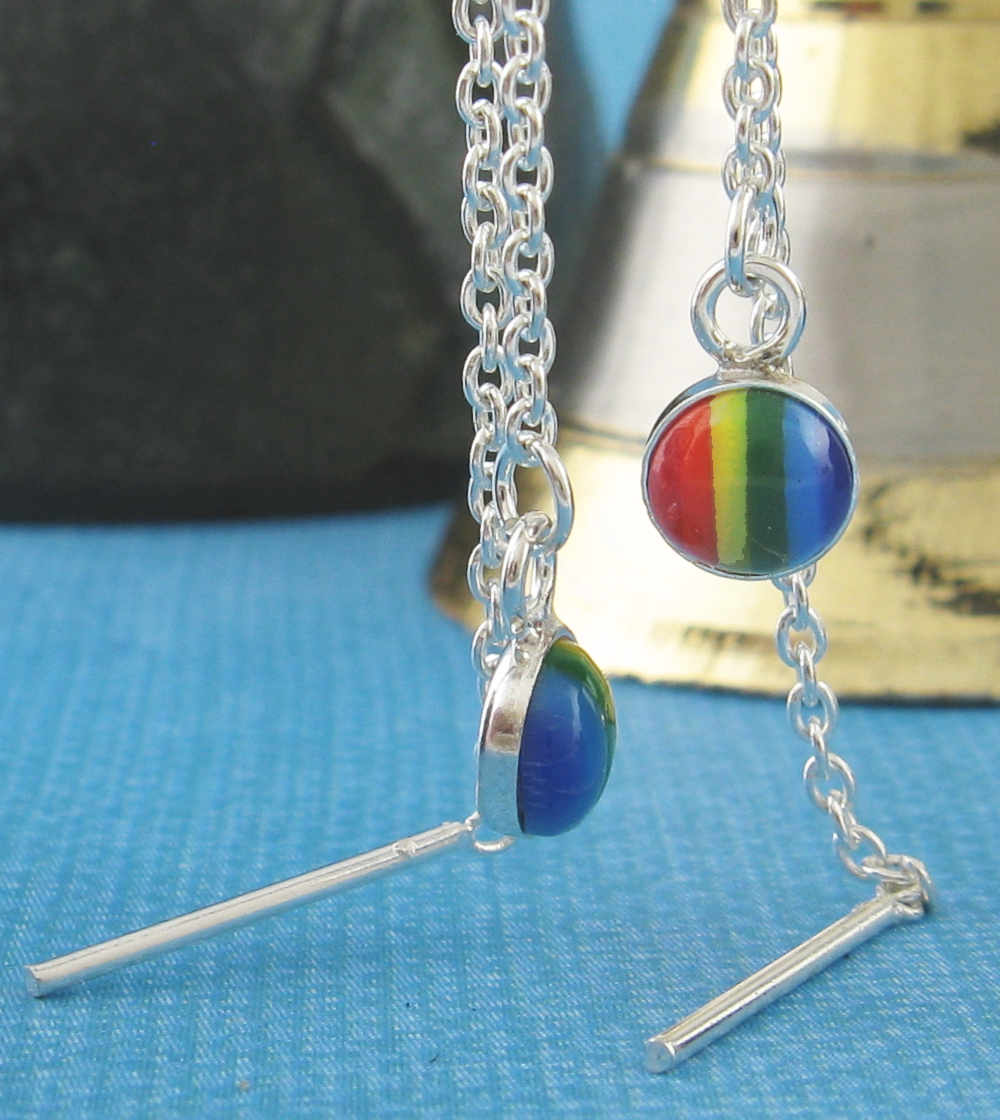 Small Multi-Colored Rainbow 'Cabochon' Chakra Threader Earrings | Woot & Hammy