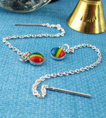 Small Multi-Colored Rainbow 'Cabochon' Chakra Threader Earrings | Woot & Hammy