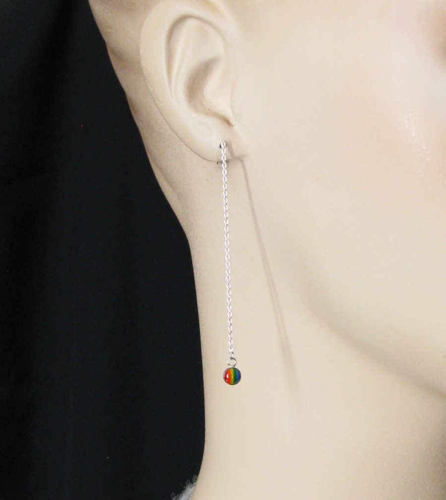 Small Multi-Colored Rainbow 'Cabochon' Chakra Threader Earrings | Woot & Hammy