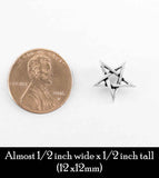 Tiny Second Degree Inverted Pentagram Pendant Necklace Wiccan Wicca Pentacle Witchy Jewelry Goth Gothic Halloween Baphomet Satan compared to size of penny