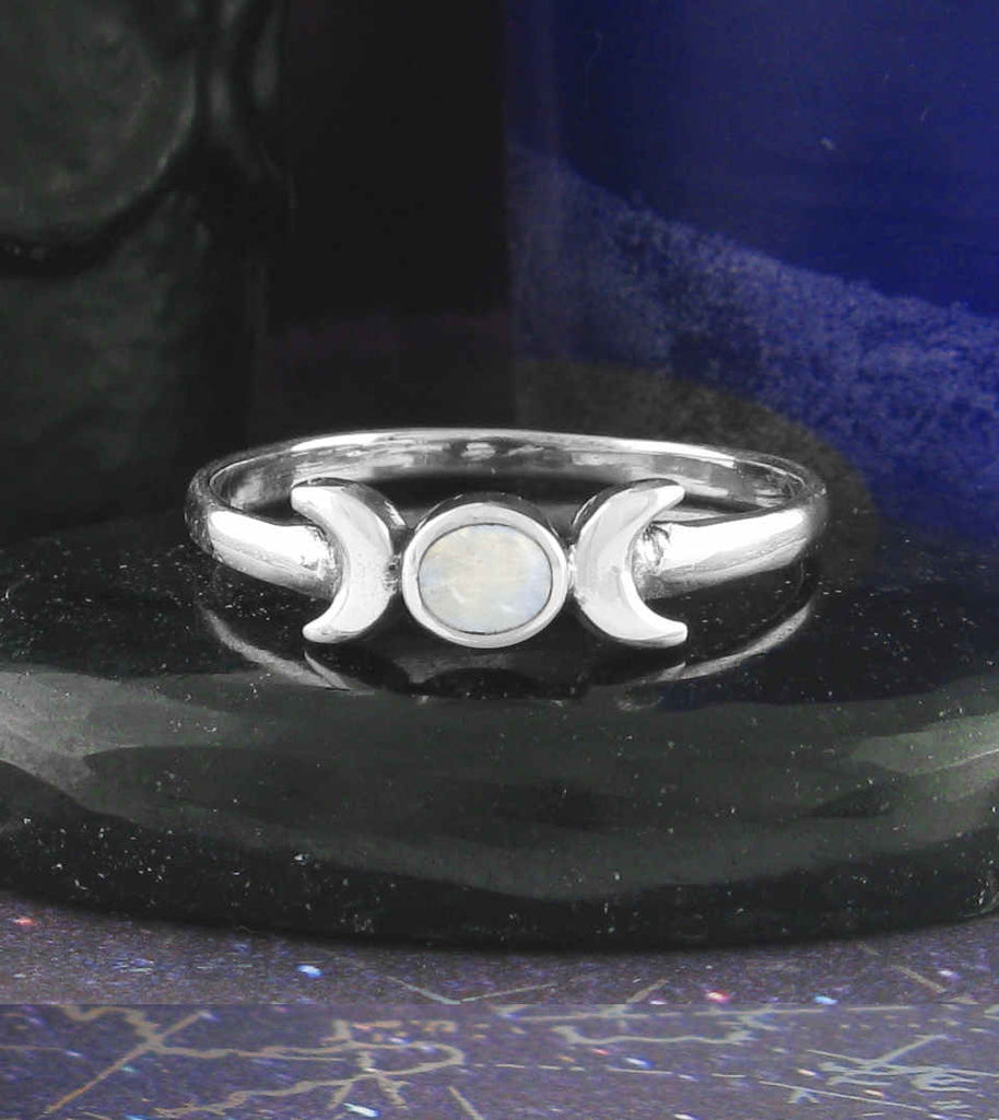 Triple Moon Symbol With Moonstone Ring | Woot & Hammy