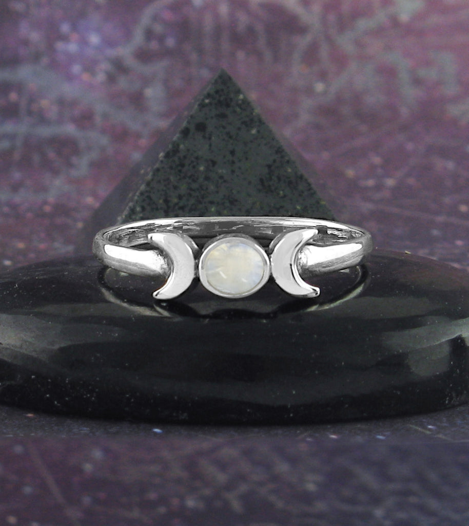 Triple Moon Symbol With Moonstone Ring | Woot & Hammy