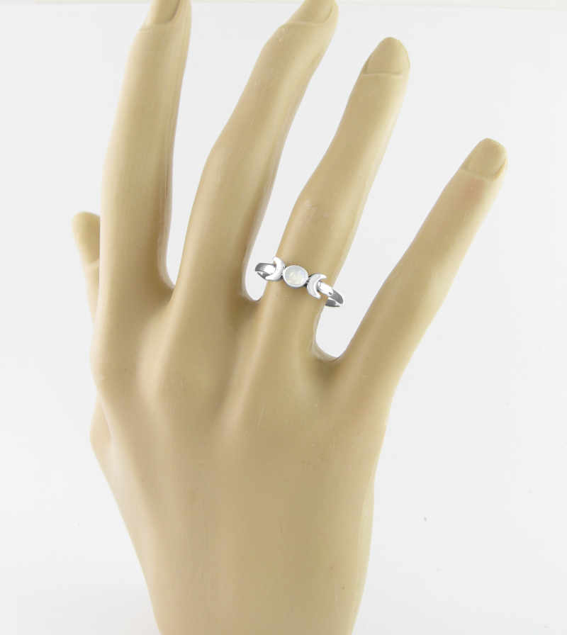 Triple Moon Symbol With Moonstone Ring | Woot & Hammy