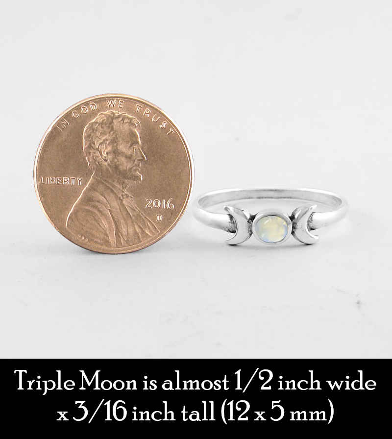 Triple Moon Symbol With Moonstone Ring