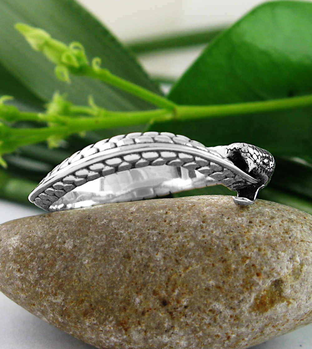 Wavy Ouroboros Snake Oxidized Ring Eternity Rebirth Transformation | Woot & Hammy