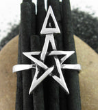 Wicca Pentagramm Ring dritten Grades, handgefertigt
