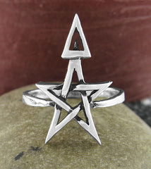 Wiccan Third Degree Symbol of Achievement Pentagram and Triangle Silver Ring Handmade | Woot & Hammy