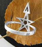 Wiccan Third Degree Symbol of Achievement Pentagram and Triangle Silver Ring Handmade | Woot & Hammy