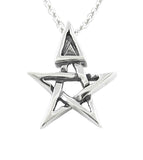 Tiny Wiccan Third Degree Pentagram Necklace High Priest Priestess Pentacle Witchcraft Witch Jewelry on white background
