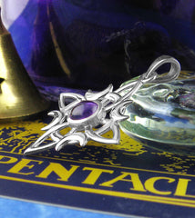 Witch's Knot With Amethyst or Moonstone Gemstone Cabochon and Four Crescent Moons Pendant | Woot & Hammy