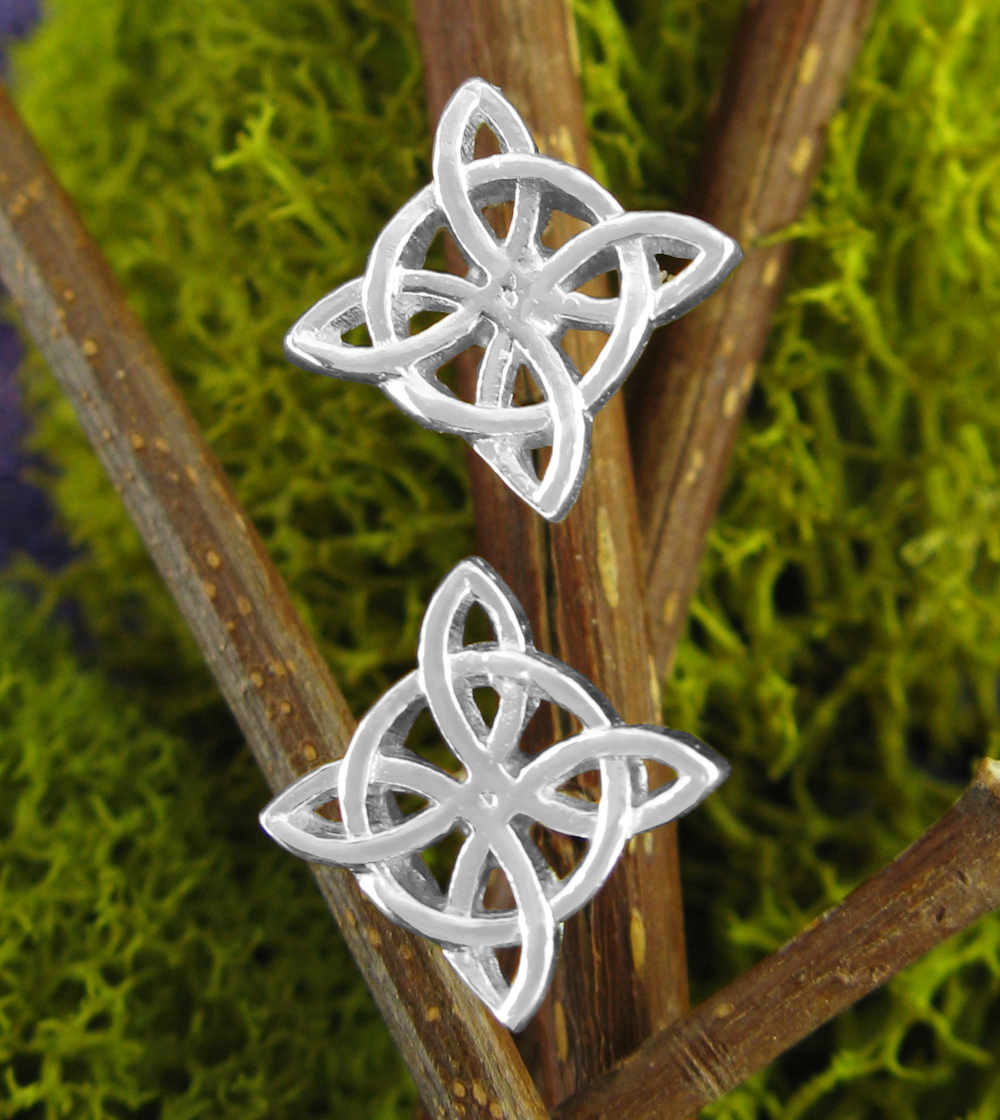 Protective Small Witch's Knot With Infinity Circle Celtic Post Earrings | Woot & Hammy