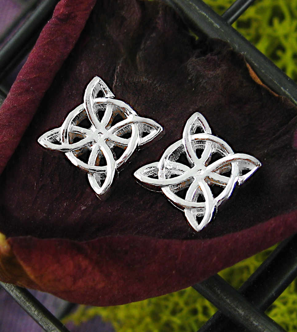 Protective Small Witch's Knot With Infinity Circle Celtic Post Earrings | Woot & Hammy