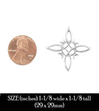 Witch Knot Necklace Pendant Crescent Moons 4-Pointed Celtic Knot Wiccan White Witch Wicca Pagan Woman Witchcraft Protection Symbol  compared with penny size