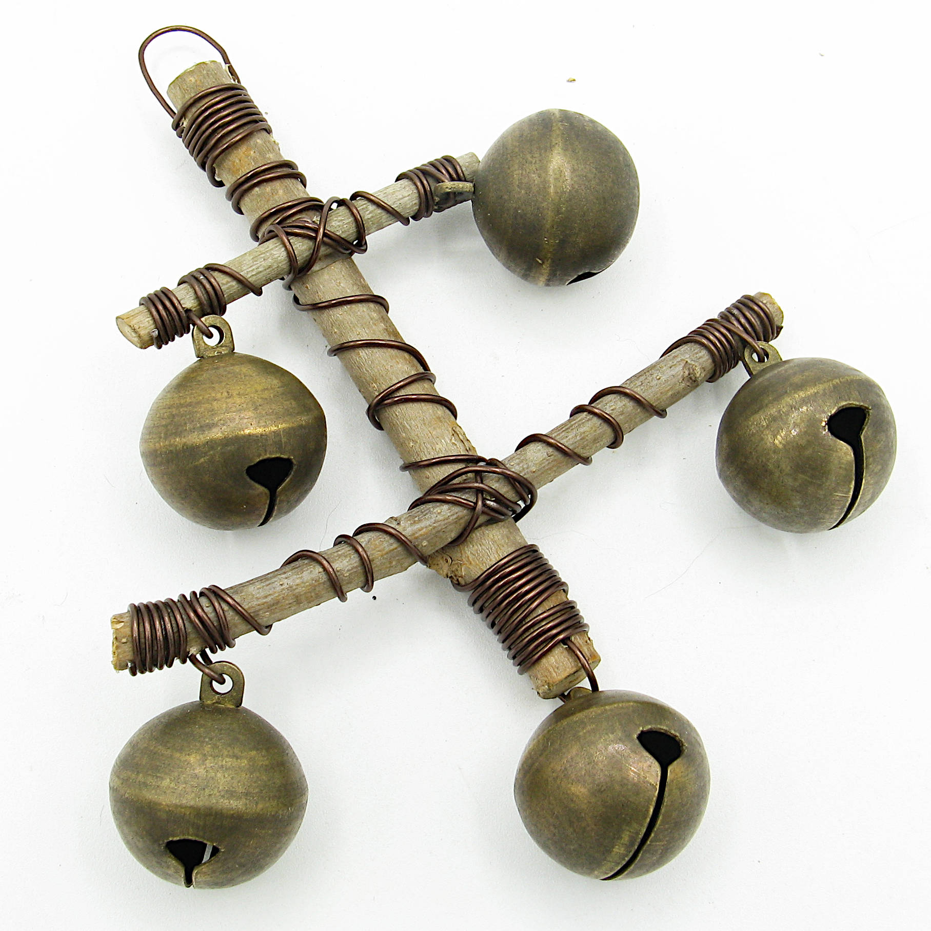 Hanging Witch's Bell 5 Sleigh Bells Anchor Shape Made of Twigs Handcrafted Energy Cleansing Rustic Primitive Wiccan Pagan | Woot & Hammy