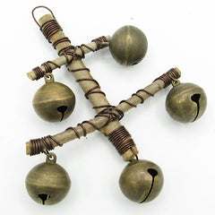 Hanging Witch's Bell 5 Sleigh Bells Anchor Shape Made of Twigs Handcrafted Energy Cleansing Rustic Primitive Wiccan Pagan | Woot & Hammy