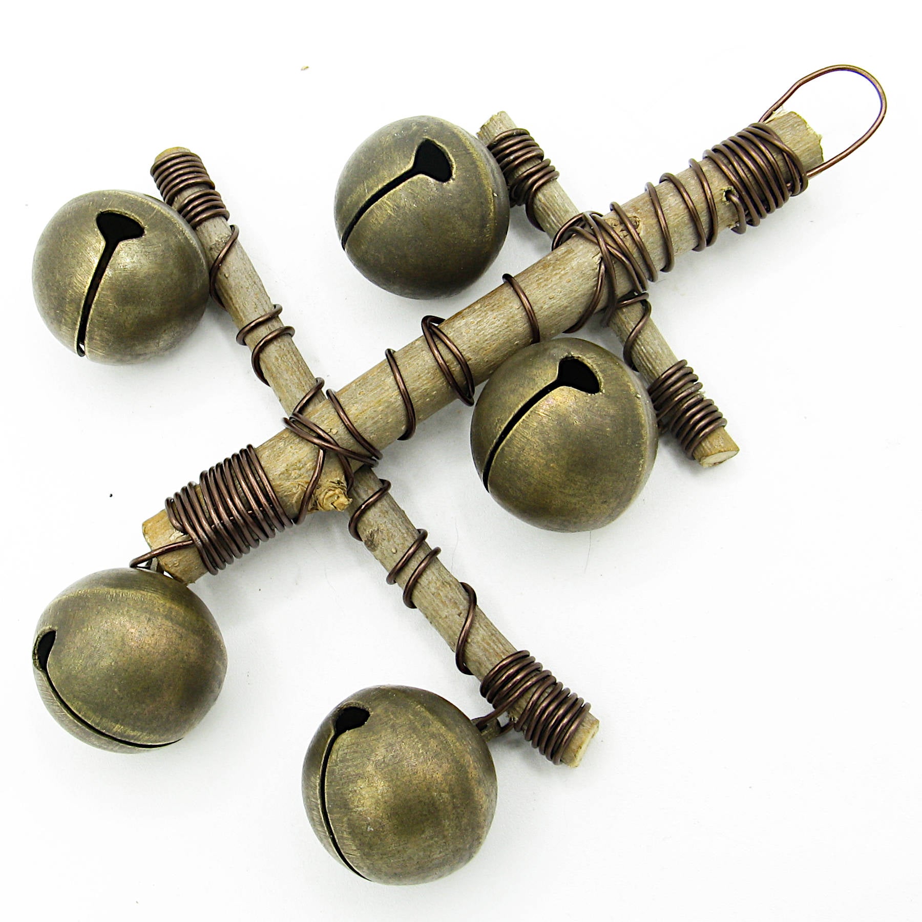 Hanging Witch's Bell 5 Sleigh Bells Anchor Shape Made of Twigs Handcrafted Energy Cleansing Rustic Primitive Wiccan Pagan | Woot & Hammy