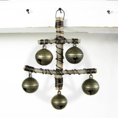 Hanging Witch's Bell 5 Sleigh Bells Anchor Shape Made of Twigs Handcrafted Energy Cleansing Rustic Primitive Wiccan Pagan | Woot & Hammy